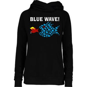 Blue Wave 2024 Kamala Harris Sarcasm Fish Catch Trump Hair Womens Funnel Neck Pullover Hood