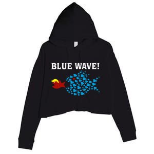 Blue Wave 2024 Kamala Harris Sarcasm Fish Catch Trump Hair Crop Fleece Hoodie