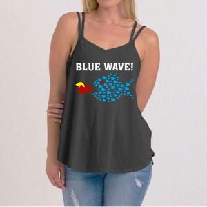 Blue Wave 2024 Kamala Harris Sarcasm Fish Catch Trump Hair Women's Strappy Tank