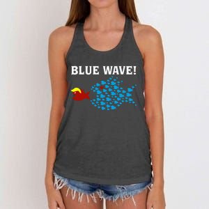 Blue Wave 2024 Kamala Harris Sarcasm Fish Catch Trump Hair Women's Knotted Racerback Tank