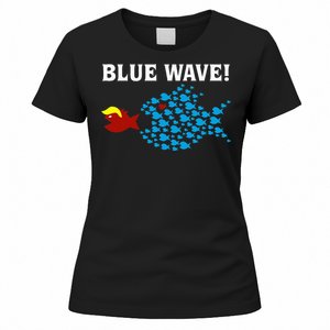 Blue Wave 2024 Kamala Harris Sarcasm Fish Catch Trump Hair Women's T-Shirt