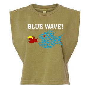 Blue Wave 2024 Kamala Harris Sarcasm Fish Catch Trump Hair Garment-Dyed Women's Muscle Tee