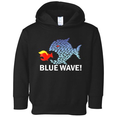 Blue Wave 2024 Funny Big Fish Eat Little Fish Trump Hair Toddler Hoodie