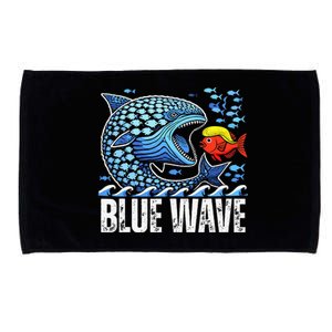 Blue Wave 2024 Funny Big Fish Eat Little Fish Trump Hair Microfiber Hand Towel