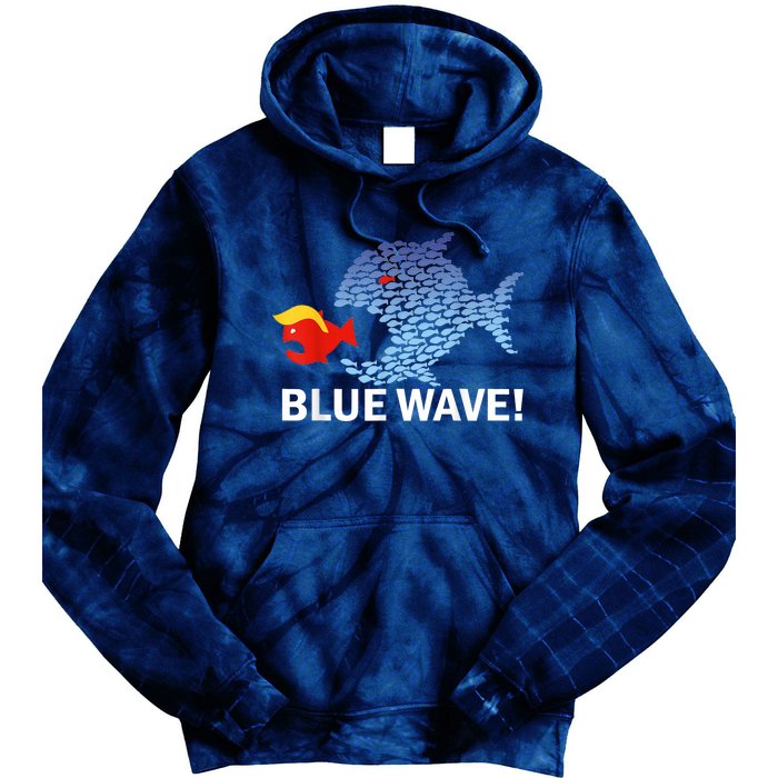 Blue Wave 2024 Funny Big Fish Eat Little Fish Trump Hair Tie Dye Hoodie