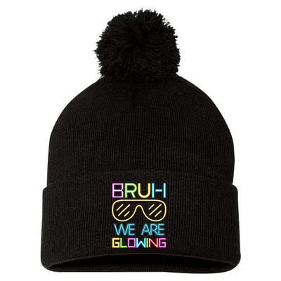 Bruh We Are Glowing In My Era Group Team Pom Pom 12in Knit Beanie