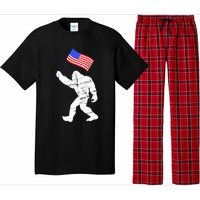 Bigfoot With American Flag Funny 4th Of July Sasquatch USA Pajama Set