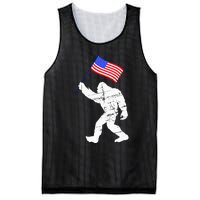 Bigfoot With American Flag Funny 4th Of July Sasquatch USA Mesh Reversible Basketball Jersey Tank