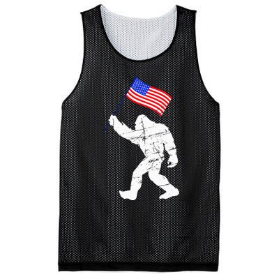 Bigfoot With American Flag Funny 4th Of July Sasquatch USA Mesh Reversible Basketball Jersey Tank