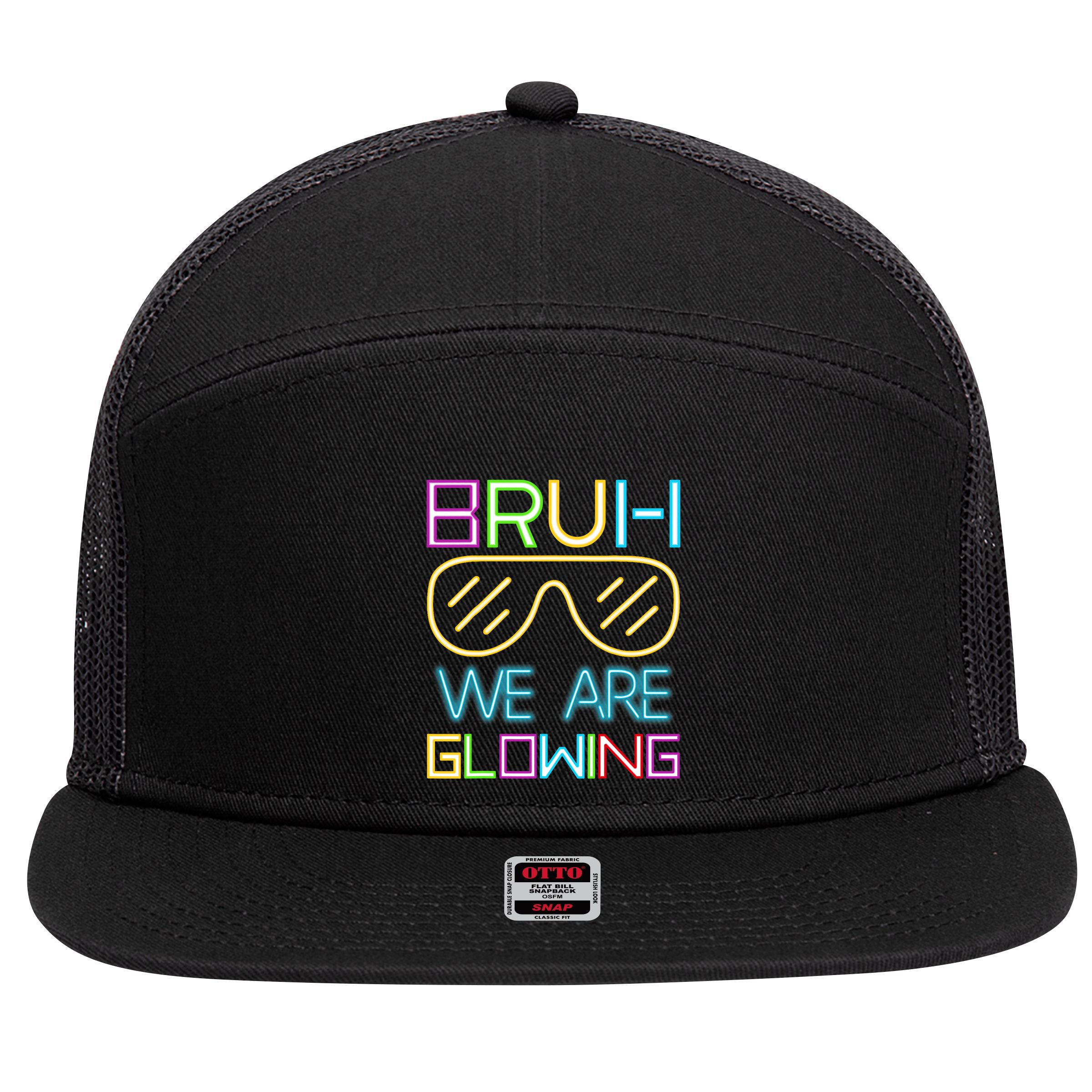 Bruh We Are Glowing In My Glowing Era Hello Summer Vacation 7 Panel Mesh Trucker Snapback Hat