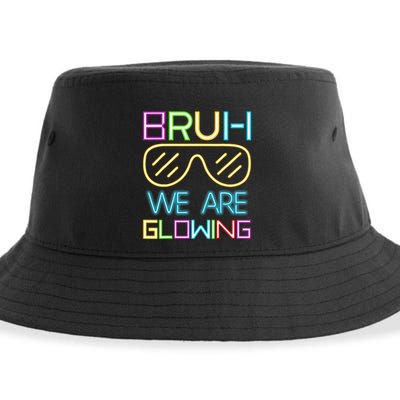 Bruh We Are Glowing In My Glowing Era Hello Summer Vacation Sustainable Bucket Hat