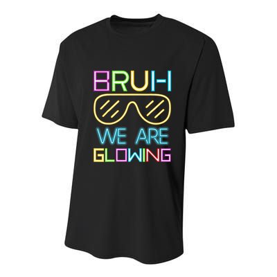 Bruh We Are Glowing In My Glowing Era Hello Summer Vacation Youth Performance Sprint T-Shirt