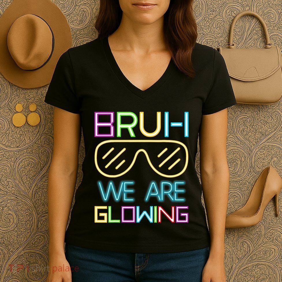 Bruh We Are Glowing In My Glowing Era Hello Summer Vacation Women's V-Neck T-Shirt
