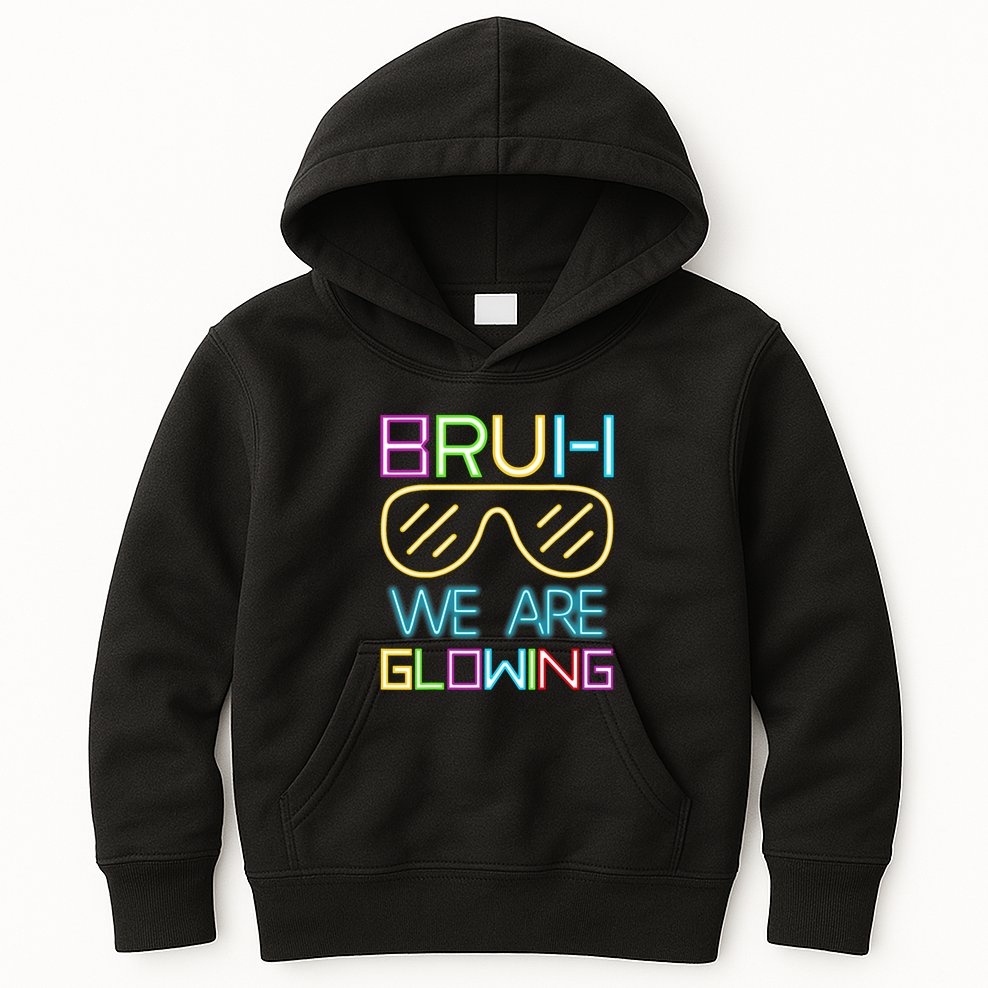 Bruh We Are Glowing In My Glowing Era Hello Summer Vacation Kids Hoodie