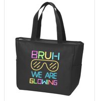Bruh We Are Glowing In My Glowing Era Hello Summer Vacation Zip Tote Bag