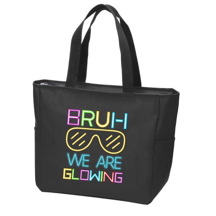 Bruh We Are Glowing In My Glowing Era Hello Summer Vacation Zip Tote Bag
