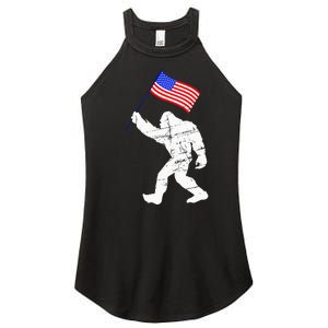 Bigfoot With American Flag 4th Of July Sasquatch Women's Perfect Tri Rocker Tank