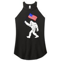 Bigfoot With American Flag 4th Of July Sasquatch Women's Perfect Tri Rocker Tank