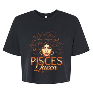 Black Wo Afro Hair Art Pisces Queen March Birthday Bella+Canvas Jersey Crop Tee