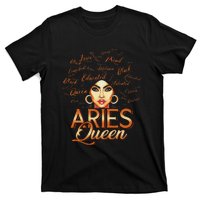 Black Wo Afro Hair Art ARIES Queen February Birthday T-Shirt