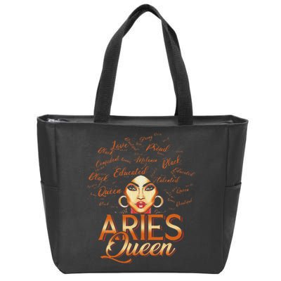 Black Wo Afro Hair Art ARIES Queen February Birthday Zip Tote Bag