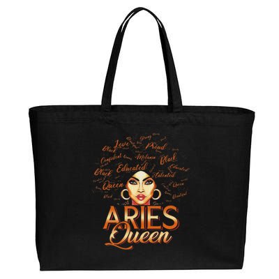 Black Wo Afro Hair Art ARIES Queen February Birthday Cotton Canvas Jumbo Tote