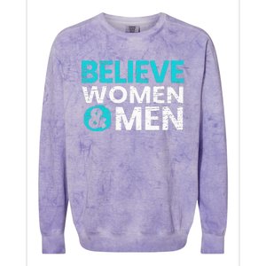 Believe Women And Sexual Assault Awareness Month Colorblast Crewneck Sweatshirt