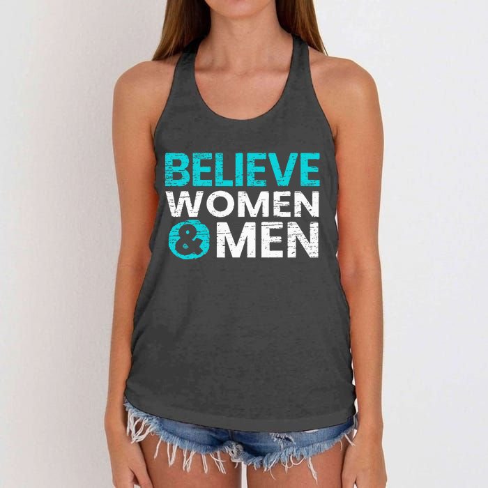 Believe Women And Sexual Assault Awareness Month Women's Knotted Racerback Tank