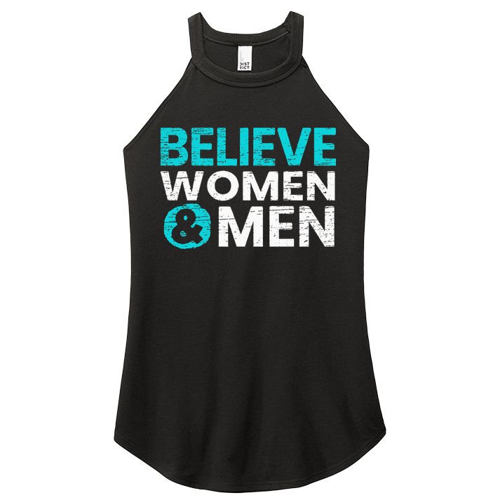 Believe Women And Sexual Assault Awareness Month Women's Perfect Tri Rocker Tank