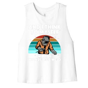 Best Welding Art For Women Migtig Welding Metal Welder Women's Racerback Cropped Tank