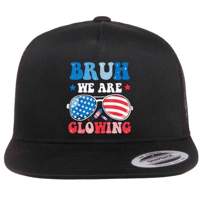 Bruh We Are Glowing Hello Summer Vacation Trips Flat Bill Trucker Hat