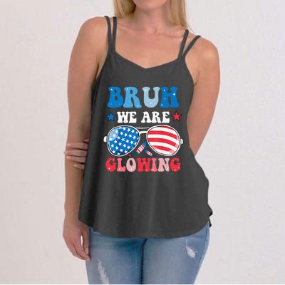 Bruh We Are Glowing Hello Summer Vacation Trips Women's Strappy Tank