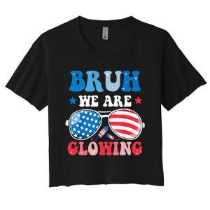 Bruh We Are Glowing Hello Summer Vacation Trips Women's Crop Top Tee