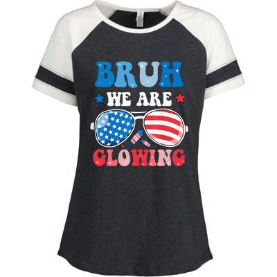 Bruh We Are Glowing Hello Summer Vacation Trips Enza Ladies Jersey Colorblock Tee