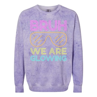 Bruh We Are Glowing Hello Summer Vacation Trips Colorblast Crewneck Sweatshirt