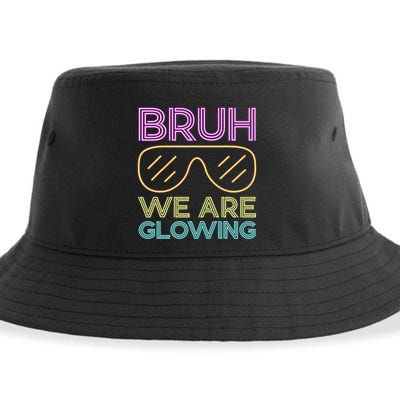 Bruh We Are Glowing Hello Summer Vacation Trips Sustainable Bucket Hat