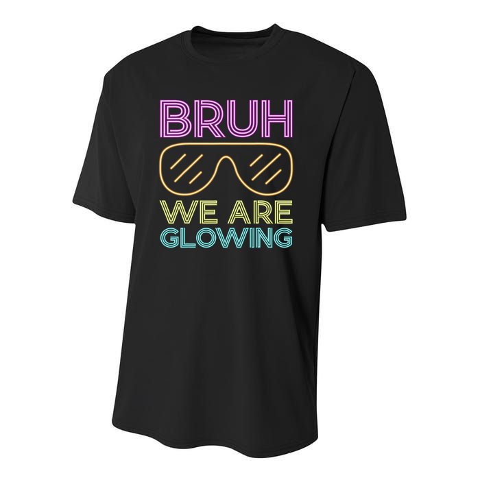 Bruh We Are Glowing Hello Summer Vacation Trips Youth Performance Sprint T-Shirt