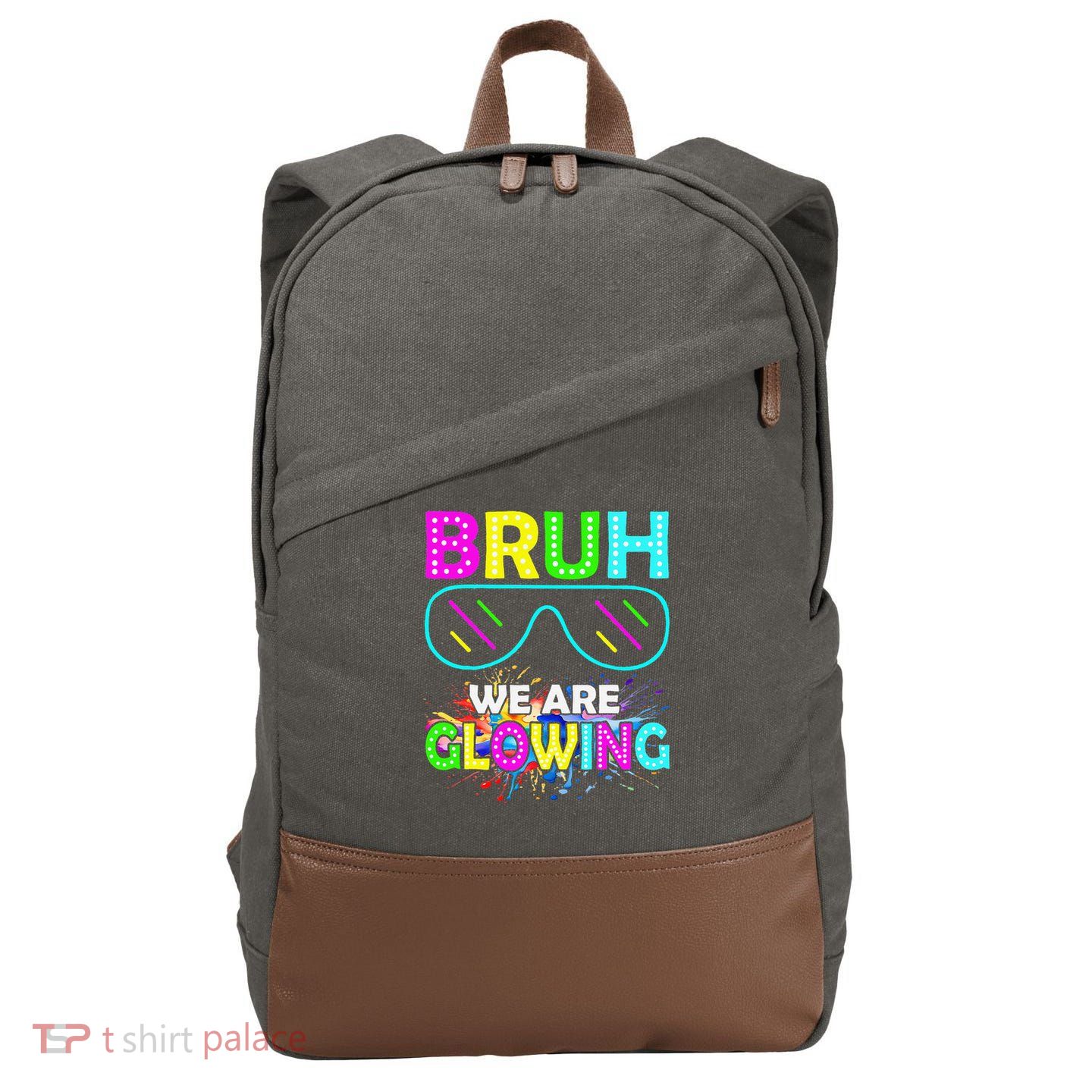 Bruh We Are Glowing Colorful Team For Women Cotton Canvas Backpack