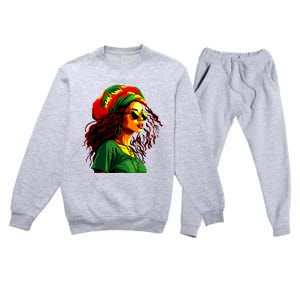 Black Women Afro American Juneteenth Women Afrocentric Premium Crewneck Sweatsuit Set