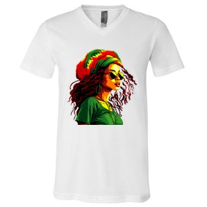 Black Women Afro American Juneteenth Women Afrocentric V-Neck T-Shirt