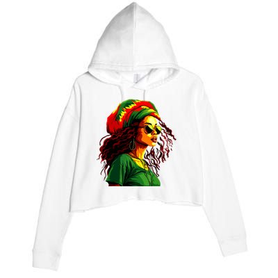 Black Women Afro American Juneteenth Women Afrocentric Crop Fleece Hoodie