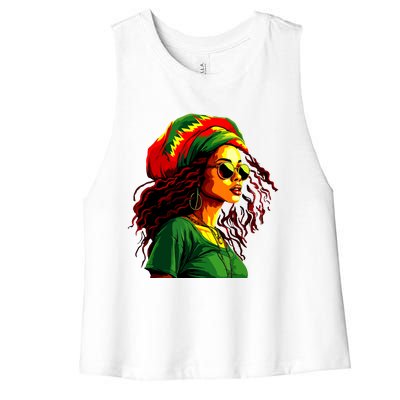 Black Women Afro American Juneteenth Women Afrocentric Women's Racerback Cropped Tank