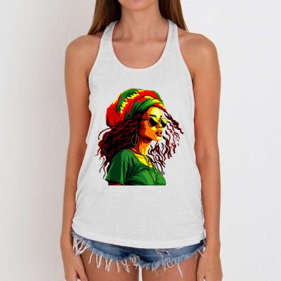 Black Women Afro American Juneteenth Women Afrocentric Women's Knotted Racerback Tank