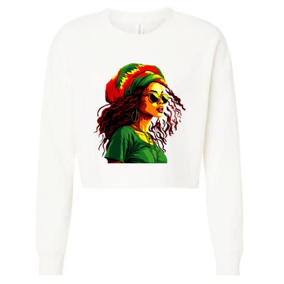 Black Women Afro American Juneteenth Women Afrocentric Cropped Pullover Crew