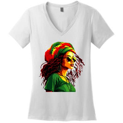 Black Women Afro American Juneteenth Women Afrocentric Women's V-Neck T-Shirt