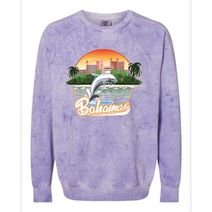 Bahamas With A Playing Dolphin And Hotels Colorblast Crewneck Sweatshirt