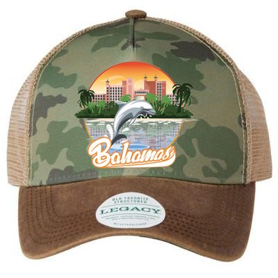 Bahamas With A Playing Dolphin And Hotels Legacy Tie Dye Trucker Hat