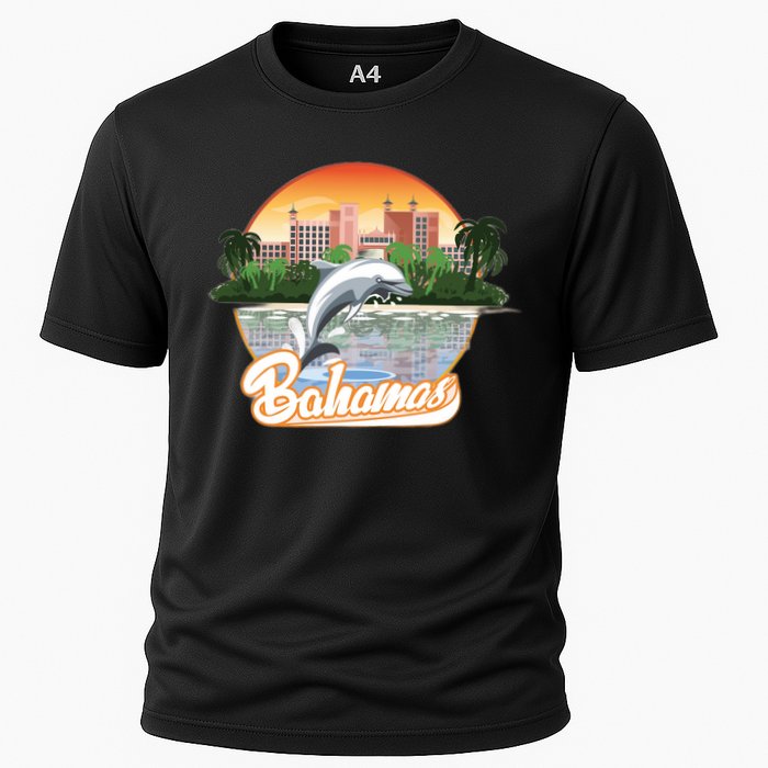 Bahamas With A Playing Dolphin And Hotels Cooling Performance Crew T-Shirt