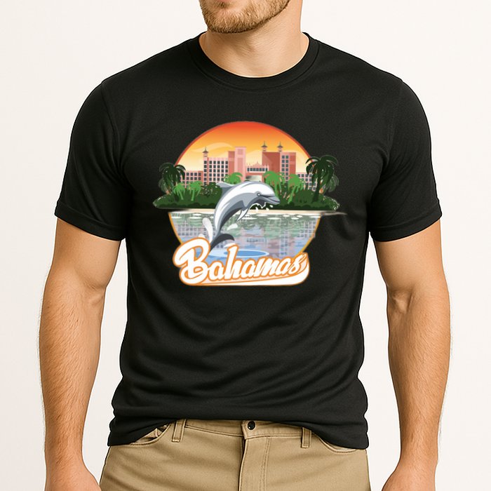 Bahamas With A Playing Dolphin And Hotels Cooling Performance Crew T-Shirt