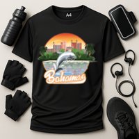 Bahamas With A Playing Dolphin And Hotels Cooling Performance Crew T-Shirt